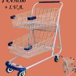 Carro de Supermercado Doble Canastilla para Espacios Reducidos
